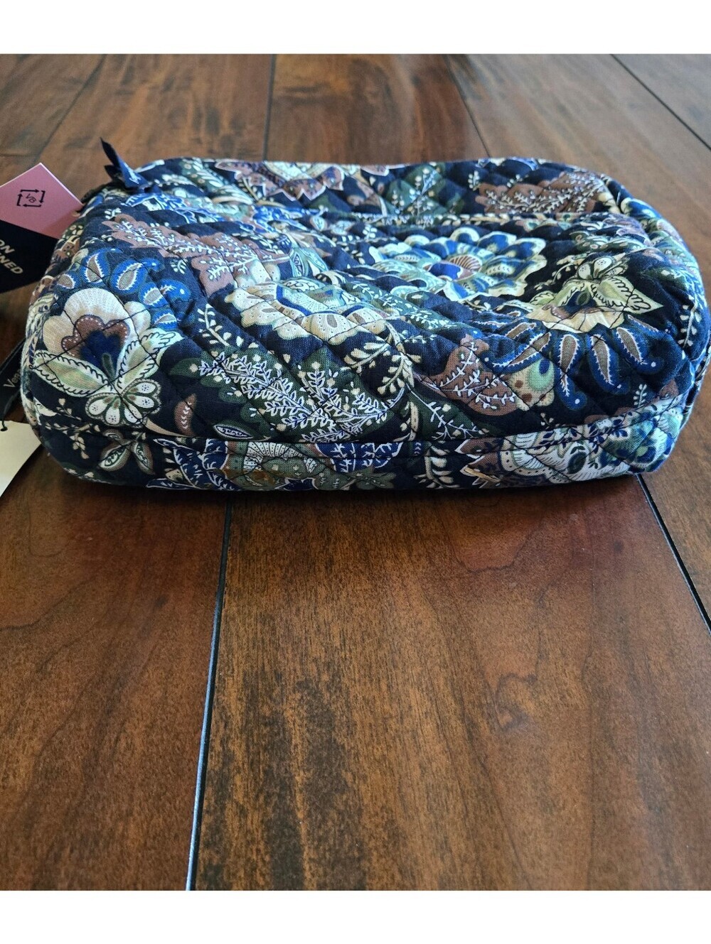 Vera Bradley Quilted Large Cosmetic Bag Java Navy Camo Floral Cotton Reimagined - Picture 12 of 12